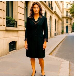 Vintage J. Taylor Coat Dress with Animal Print Trim 16P Very Classy